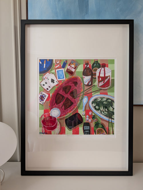 Roast quail and Moutai - Print